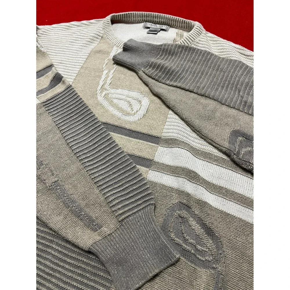 Cypress Links Mens XL Golf Motif Knit Sweater Made in USA Beige Brown